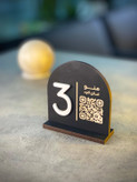 استند شماره میز چوب مخملی دوطرفه با QR منو