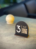 استند شماره میز چوب مخملی دوطرفه با QR منو