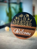 تابلو چوبی Welcome دکوراتیو با طراحی مینیمال و نوشته پلکسی برجسته