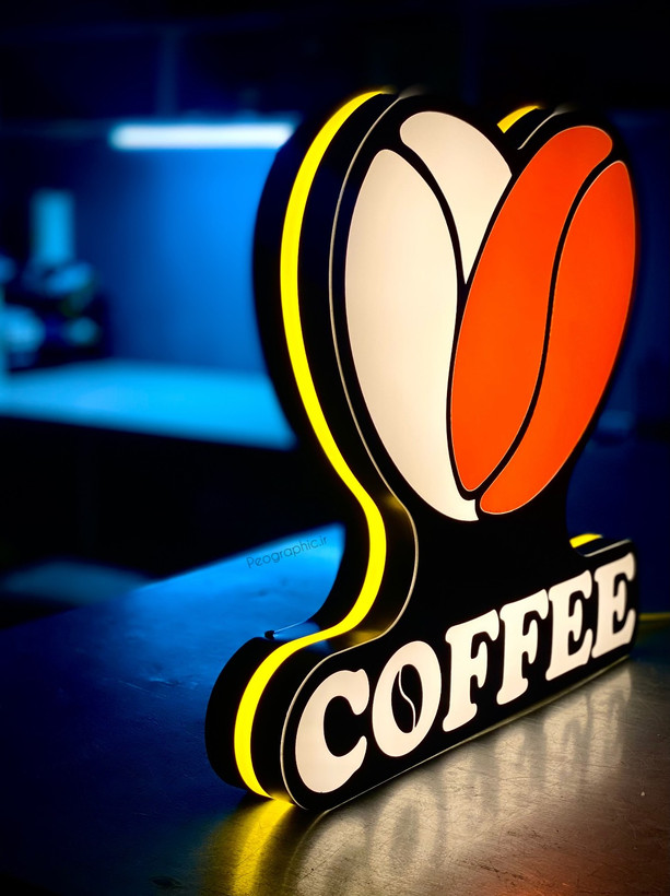 باکس حروف نورانی Coffee با لبه سویدی مکس